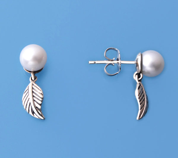 Silver Earrings with 6-6.5mm Round Shape Freshwater Pearl - Wing Wo Hing Jewelry Group - Pearl Jewelry Manufacturer