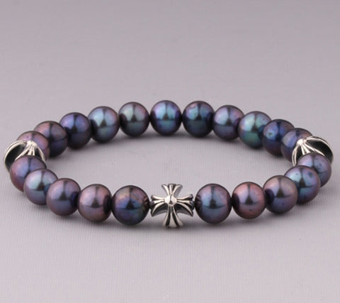 Sterling Silver Bracelet with 7.5-8mm Potato Shape Freshwater Pearl