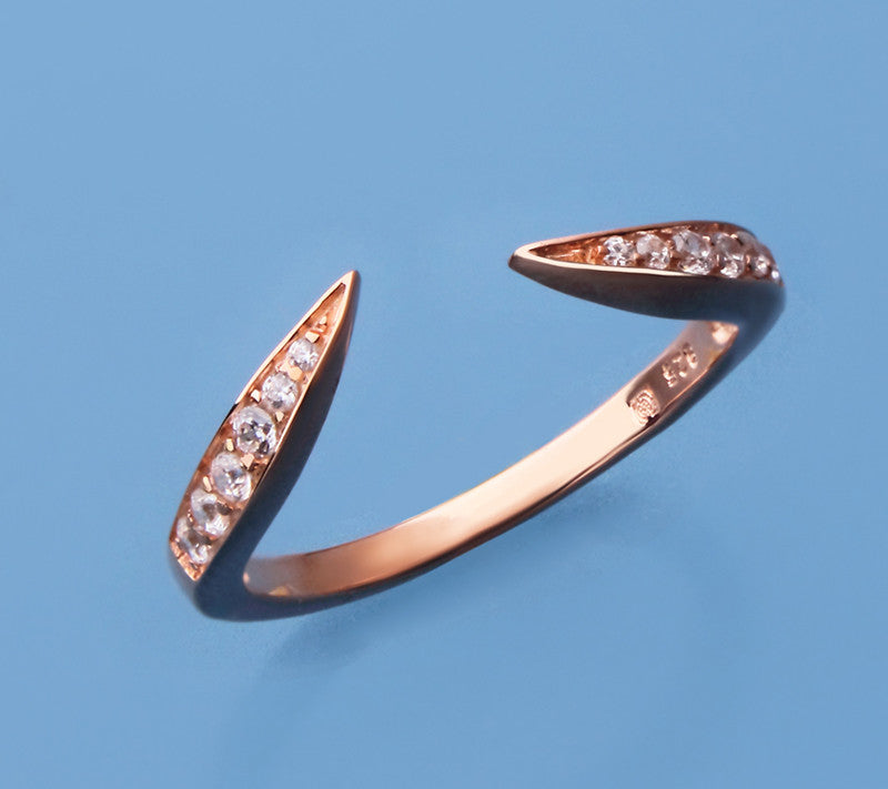 Rose Gold Plated Ring with Cubic Zirconia - Wing Wo Hing Jewelry Group - Pearl Jewelry Manufacturer