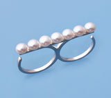 Sterling Silver Ring with 5.5-6mm Button Shape Freshwater Pearl - Wing Wo Hing Jewelry Group - Pearl Jewelry Manufacturer