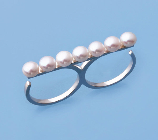 Sterling Silver Ring with 5.5-6mm Button Shape Freshwater Pearl - Wing Wo Hing Jewelry Group - Pearl Jewelry Manufacturer