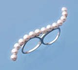 Sterling Silver Ring with 5-5.5mm Button Shape Freshwater Pearl - Wing Wo Hing Jewelry Group - Pearl Jewelry Manufacturer