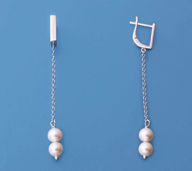 Sterling Silver Earrings with 5.5-6mm Round Shape Freshwater Pearl - Wing Wo Hing Jewelry Group - Pearl Jewelry Manufacturer