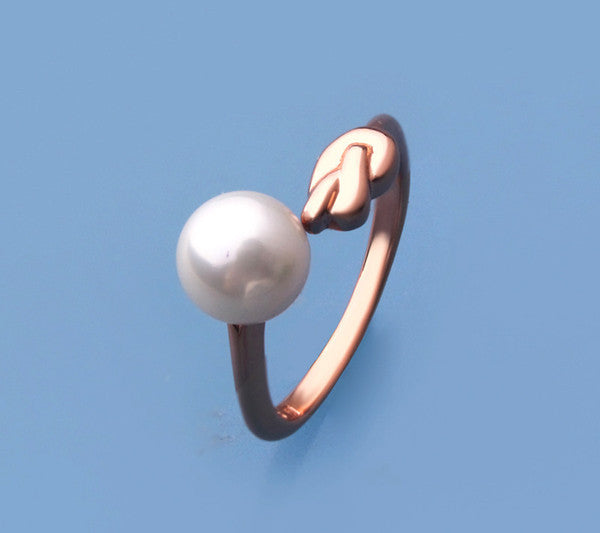 Sterling Silver Ring with 7.5-8mm Button Shape Freshwater Pearl - Wing Wo Hing Jewelry Group - Pearl Jewelry Manufacturer - 3