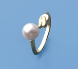 Sterling Silver Ring with 7.5-8mm Button Shape Freshwater Pearl - Wing Wo Hing Jewelry Group - Pearl Jewelry Manufacturer - 2