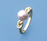 Rose Gold Plated Silver Ring with 7.5-8mm Button Shape Freshwater Pearl - Wing Wo Hing Jewelry Group - Pearl Jewelry Manufacturer - 3