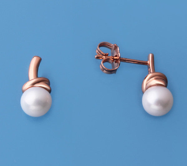 Gold Plated Silver Earrings with 5.5-6mm Round Shape Freshwater Pearl - Wing Wo Hing Jewelry Group - Pearl Jewelry Manufacturer - 3