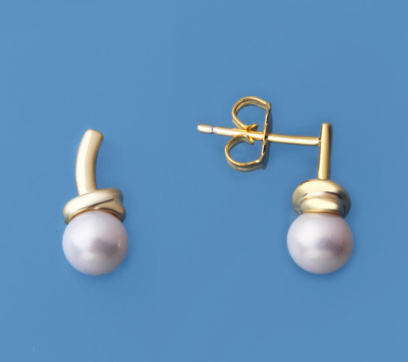 Gold Plated Silver Earrings with 5.5-6mm Round Shape Freshwater Pearl - Wing Wo Hing Jewelry Group - Pearl Jewelry Manufacturer - 1