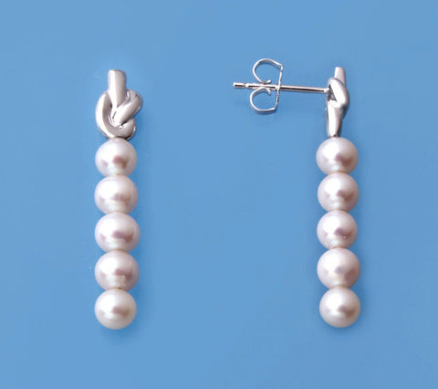 Rose Gold Plated Silver Earrings with 4.5-5mm Round Shape Freshwater Pearl