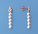 Rose Gold Plated Silver Earrings with 4.5-5mm Round Shape Freshwater Pearl - Wing Wo Hing Jewelry Group - Pearl Jewelry Manufacturer - 1