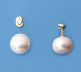 Rose Gold Plated Silver Earrings with 12-12.5mm Button Shape Freshwater Pearl - Wing Wo Hing Jewelry Group - Pearl Jewelry Manufacturer - 3