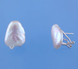 Sterling Silver Earrings with 13-14mm Baroque Shape Freshwater Pearl - Wing Wo Hing Jewelry Group - Pearl Jewelry Manufacturer