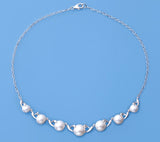 Sterling Silver Necklace with Button Shape Freshwater Pearl - Wing Wo Hing Jewelry Group - Pearl Jewelry Manufacturer