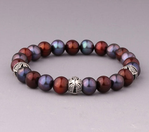 Sterling Silver Bracelet with 7.5-8mm Potato Shape Freshwater Pearl