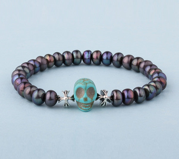 Sterling Silver Bracelet with 6.5-7mm Button Shape Freshwater Pearl - Wing Wo Hing Jewelry Group - Pearl Jewelry Manufacturer