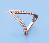 Rose Gold Plated Silver Ring with Cubic Zirconia - Wing Wo Hing Jewelry Group - Pearl Jewelry Manufacturer