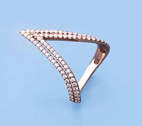 Rose Gold Plated Silver Ring with Cubic Zirconia