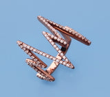 Rose Gold Plated Silver Ring with Cubic Zirconia - Wing Wo Hing Jewelry Group - Pearl Jewelry Manufacturer