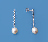 Sterling Silver Earrings with 8-8.5mm Drop Shape Freshwater Pearl - Wing Wo Hing Jewelry Group - Pearl Jewelry Manufacturer