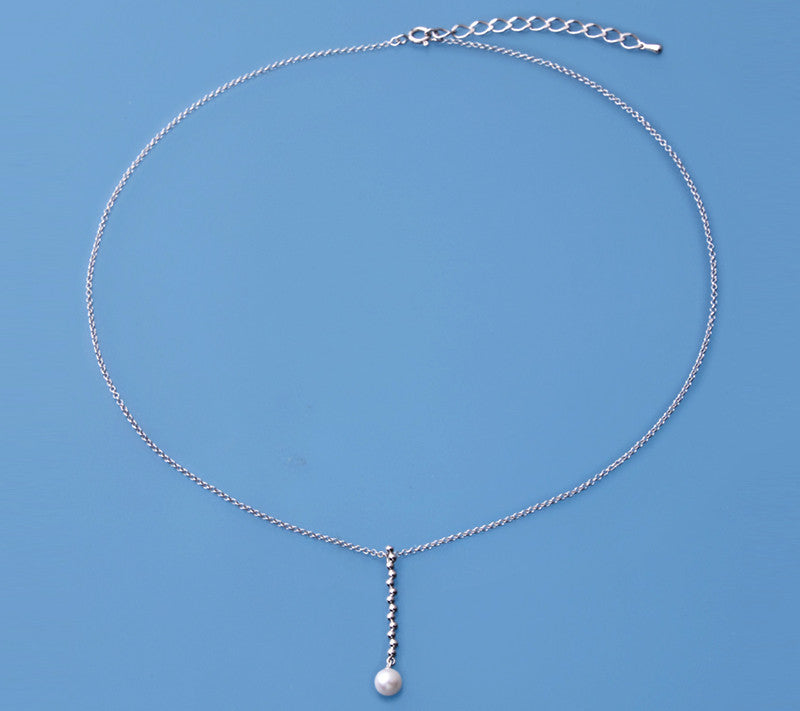 Sterling Silver Pendant with 5.5-6mm Round Shape Freshwater Pearl - Wing Wo Hing Jewelry Group - Pearl Jewelry Manufacturer