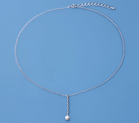 Sterling Silver Pendant with 5.5-6mm Round Shape Freshwater Pearl
