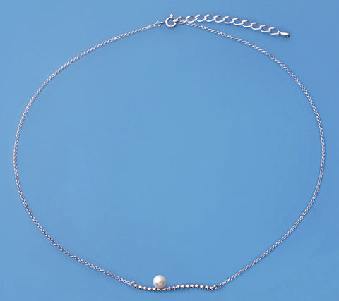 Sterling Silver Pendant with 5.5-6mm Round Shape Freshwater Pearl