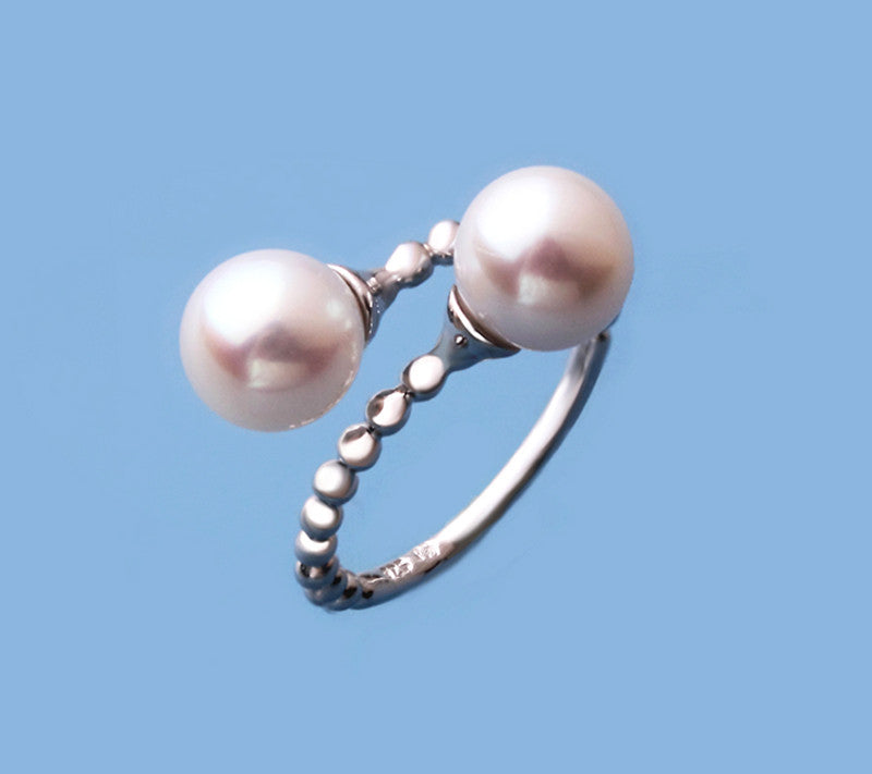 Sterling Silver Ring with 7.5-8mm Round Shape Freshwater Pearl - Wing Wo Hing Jewelry Group - Pearl Jewelry Manufacturer