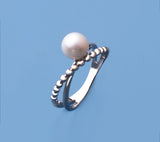 Sterling Silver Ring with 7-7.5mm Round Shape Freshwater Pearl - Wing Wo Hing Jewelry Group - Pearl Jewelry Manufacturer
