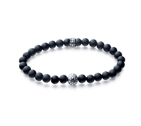 Sterling Silver Bracelet with Black Agate
