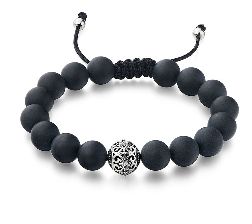 Sterling Silver Bracelet with Black Agate - Wing Wo Hing Jewelry Group - Pearl Jewelry Manufacturer - 1