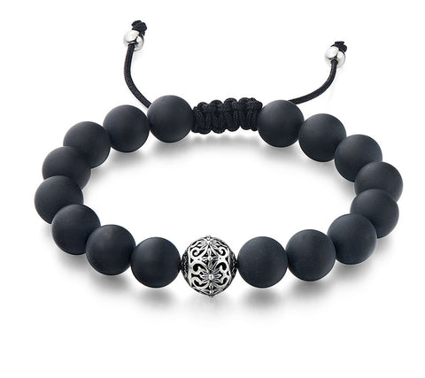 Sterling Silver Bracelet with Black Agate