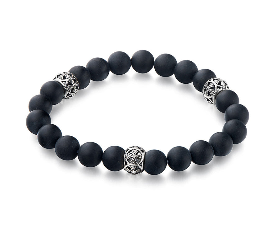 Sterling Silver Bracelet with Black Agate - Wing Wo Hing Jewelry Group - Pearl Jewelry Manufacturer - 1