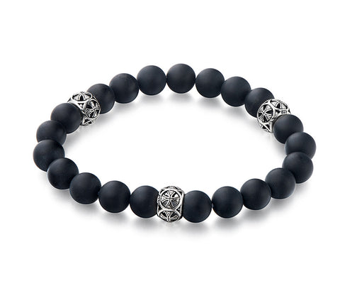 Sterling Silver Bracelet with Black Agate