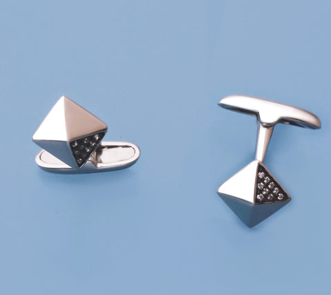 Sterling Silver Cufflink with Cubic Zirconia