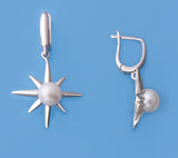 Sterling Silver Earrings with 6-6.5mm Button Shape Freshwater Pearl - Wing Wo Hing Jewelry Group - Pearl Jewelry Manufacturer
