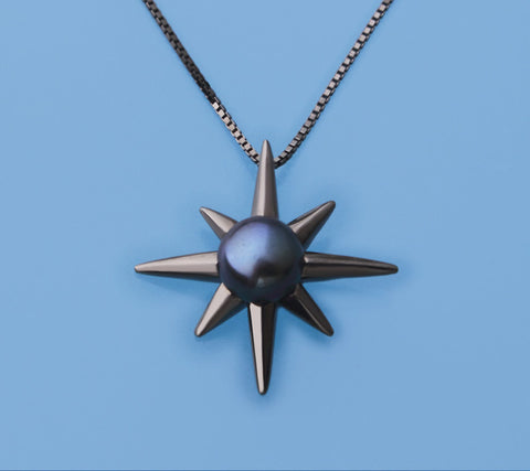 Gold Plated Silver Pendant with 6-6.5mm Button Shape Freshwater Pearl