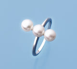 Sterling Silver Ring with 5.5-6mm Button Shape Freshwater Pearl - Wing Wo Hing Jewelry Group - Pearl Jewelry Manufacturer