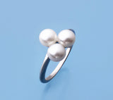 Sterling Silver Ring with 5.5-6mm Button Shape Freshwater Pearl - Wing Wo Hing Jewelry Group - Pearl Jewelry Manufacturer