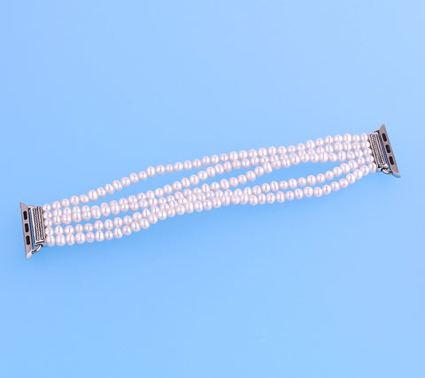 Sterling Silver Bracelet with 4-4.5mm Potato Shape Freshwater Pearl