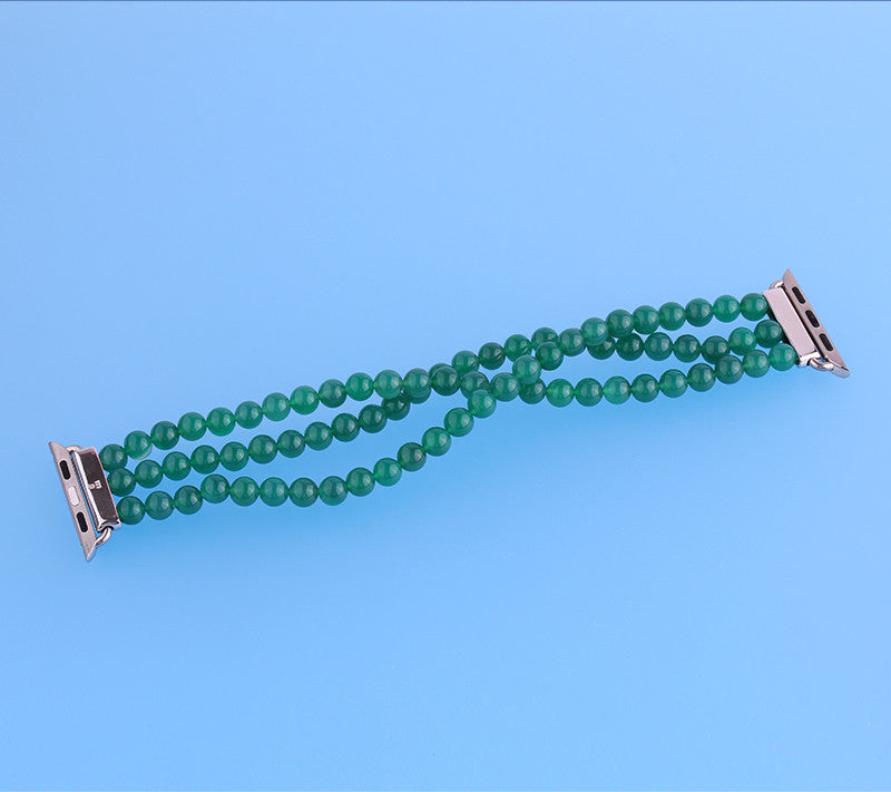 Sterling Silver Bracelet with Green Agate - Wing Wo Hing Jewelry Group - Pearl Jewelry Manufacturer