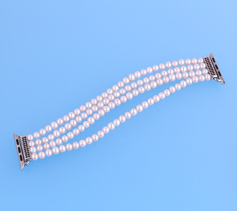 Sterling Silver Bracelet with 5-5.5mm Potato Shape Freshwater Pearl and Cubic Zirconia - Wing Wo Hing Jewelry Group - Pearl Jewelry Manufacturer