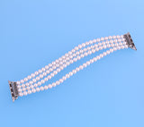 Sterling Silver Bracelet with 5-5.5mm Potato Shape Freshwater Pearl and Cubic Zirconia - Wing Wo Hing Jewelry Group - Pearl Jewelry Manufacturer