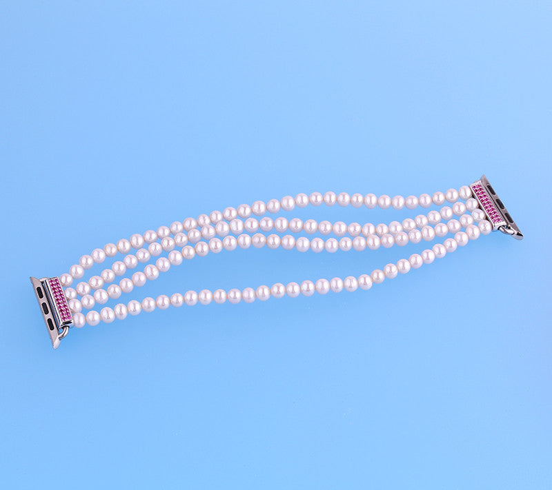 Sterling Silver Bracelet with 5-5.5mm Potato Shape Freshwater Pearl and Cubic Zirconia - Wing Wo Hing Jewelry Group - Pearl Jewelry Manufacturer