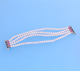 Sterling Silver Bracelet with 5-5.5mm Potato Shape Freshwater Pearl and Cubic Zirconia - Wing Wo Hing Jewelry Group - Pearl Jewelry Manufacturer