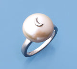 Sterling Silver Ring with 13-14mm Coin Shape Freshwater Pearl - Wing Wo Hing Jewelry Group - Pearl Jewelry Manufacturer
