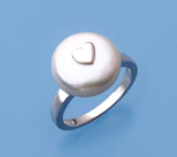 Sterling Silver Ring with 13-14mm Coin Shape Freshwater Pearl - Wing Wo Hing Jewelry Group - Pearl Jewelry Manufacturer