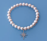 Sterling Silver Bracelet with 7-7.5mm Potato Shape Freshwater Pearl and Cubic Zirconia - Wing Wo Hing Jewelry Group - Pearl Jewelry Manufacturer
