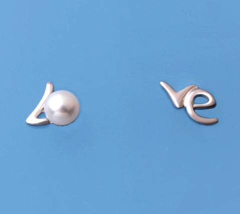 Sterling Silver Earrings with 4-4.5mm Button Shape Freshwater Pearl