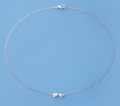 Sterling Silver Pendant with 4-4.5mm Button Shape Freshwater Pearl