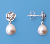 Sterling Silver Earrings with 7.5-8mm Drop Shape Freshwater Pearl - Wing Wo Hing Jewelry Group - Pearl Jewelry Manufacturer